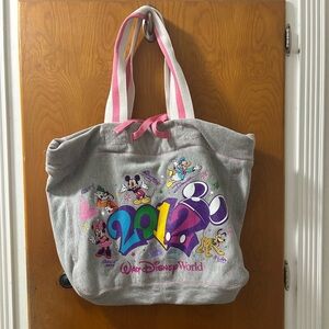Disney World Gray Tote with  Embroidered Characters Design